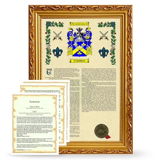Le barbierre Framed Armorial History and Symbolism - Gold